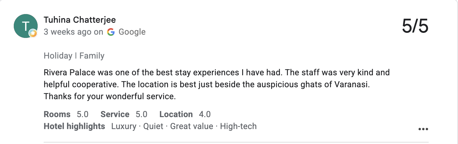 Guest review on Google
